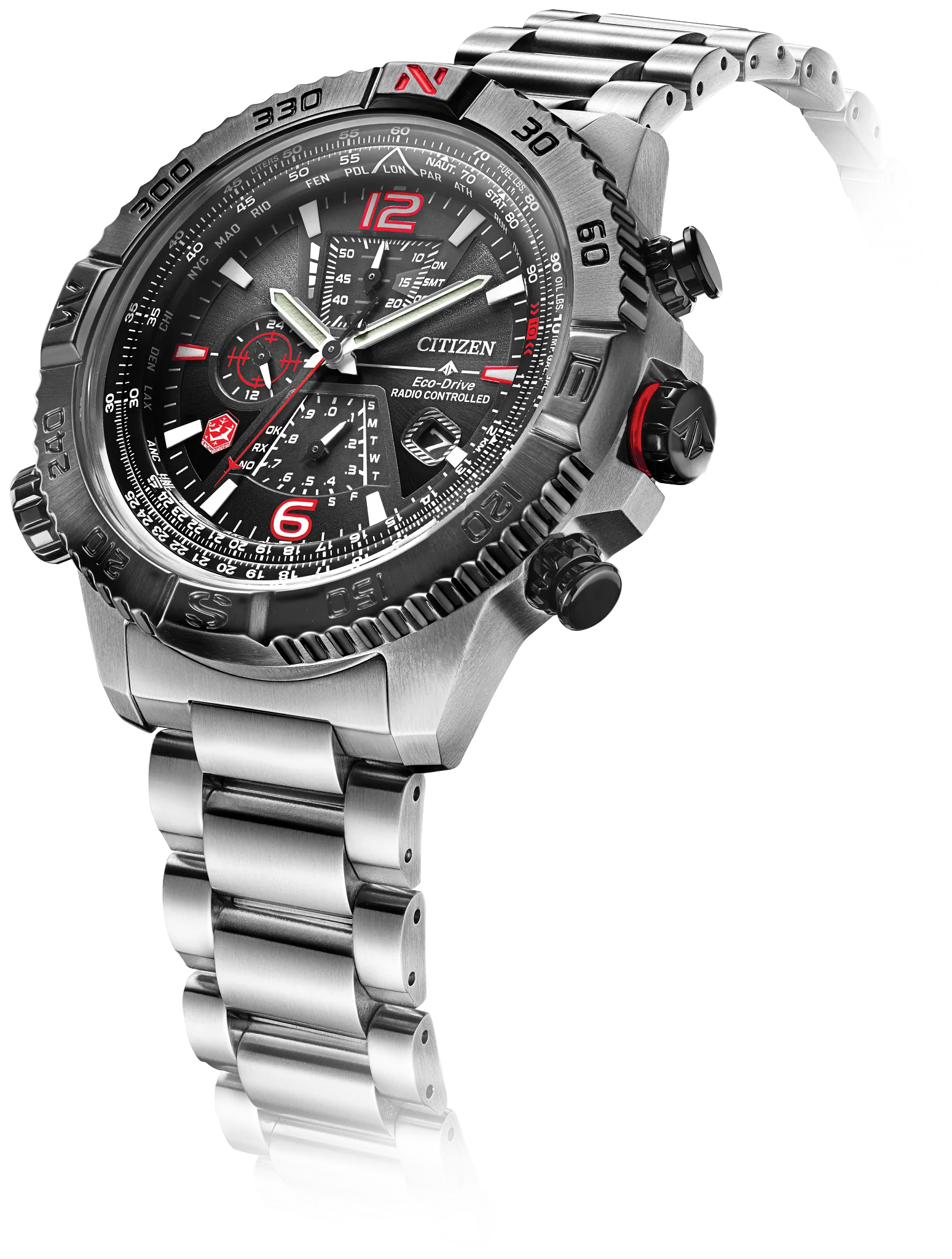 Promaster Navihawk A-T Black Dial Stainless Steel Bracelet AT8228